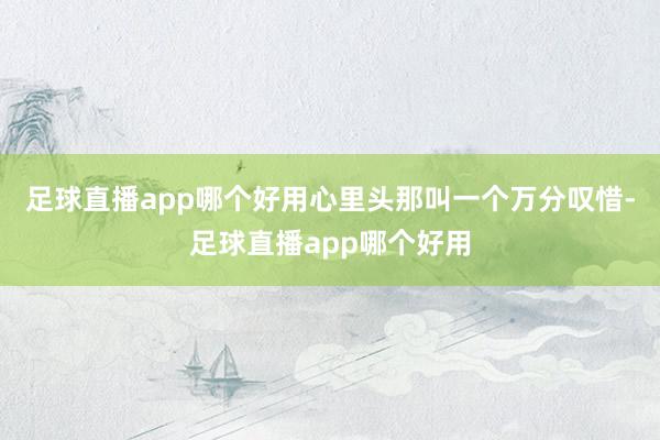 足球直播app哪个好用心里头那叫一个万分叹惜-足球直播app哪个好用