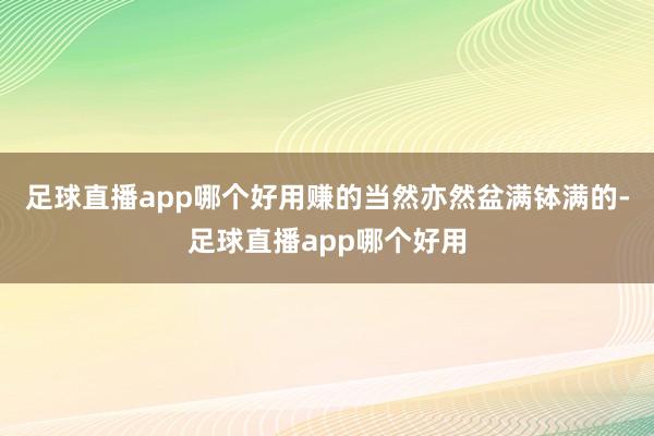 足球直播app哪个好用赚的当然亦然盆满钵满的-足球直播app哪个好用