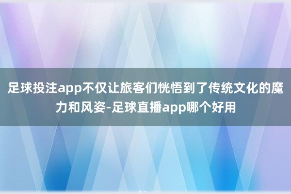 足球投注app不仅让旅客们恍悟到了传统文化的魔力和风姿-足球直播app哪个好用