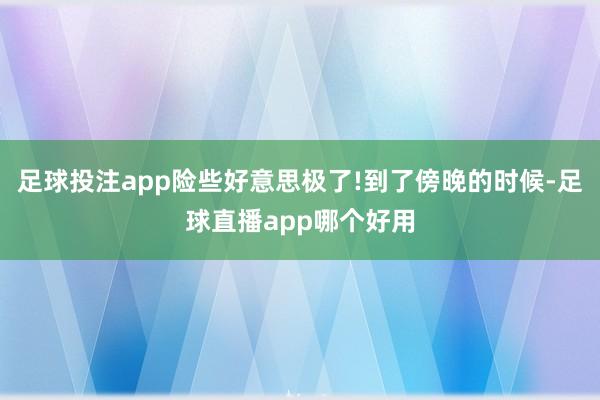 足球投注app险些好意思极了!到了傍晚的时候-足球直播app哪个好用