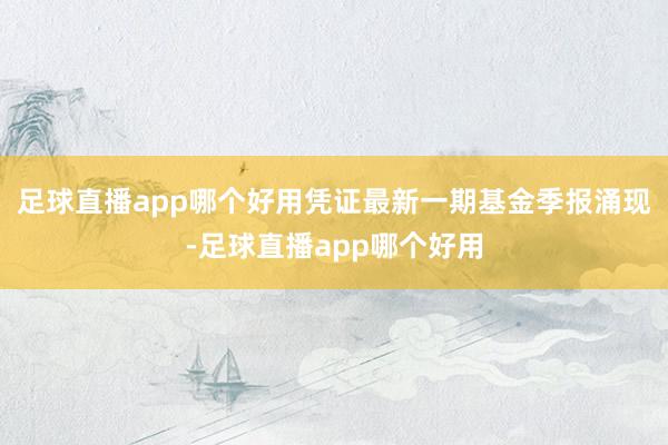 足球直播app哪个好用凭证最新一期基金季报涌现-足球直播app哪个好用