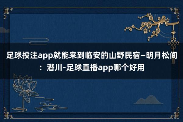 足球投注app就能来到临安的山野民宿—明月松间：潜川-足球直播app哪个好用