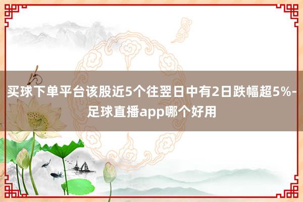 买球下单平台该股近5个往翌日中有2日跌幅超5%-足球直播app哪个好用