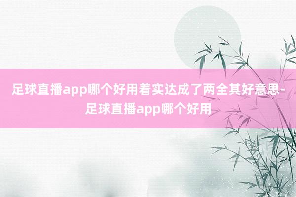 足球直播app哪个好用着实达成了两全其好意思-足球直播app哪个好用