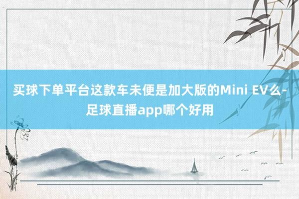 买球下单平台这款车未便是加大版的Mini EV么-足球直播app哪个好用