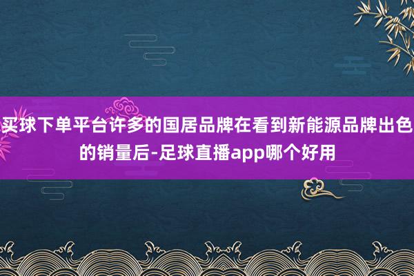 买球下单平台许多的国居品牌在看到新能源品牌出色的销量后-足球直播app哪个好用