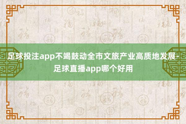 足球投注app不竭鼓动全市文旅产业高质地发展-足球直播app哪个好用