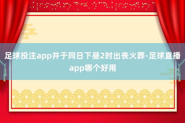 足球投注app并于同日下昼2时出丧火葬-足球直播app哪个好用