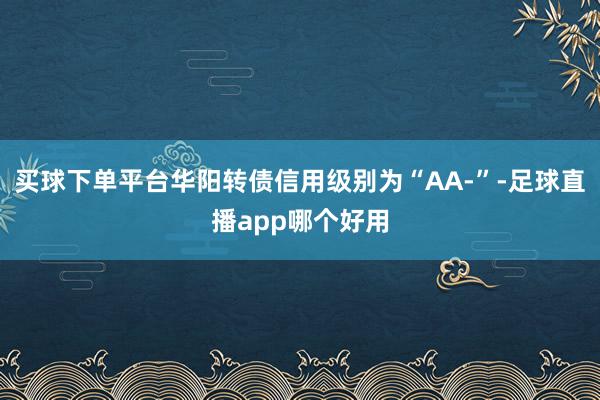 买球下单平台华阳转债信用级别为“AA-”-足球直播app哪个好用